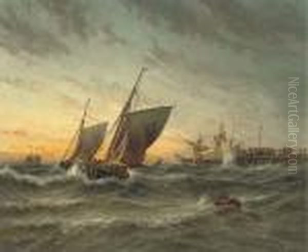 Running Out Of Harbour On The Tide Oil Painting by George Gregory