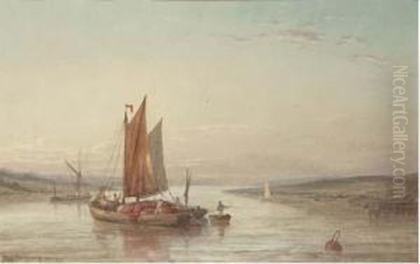 A Barge Setting Sail On The Medina River Oil Painting by George Gregory