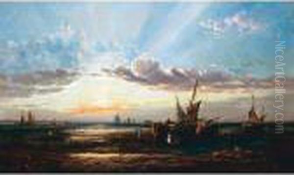 Low Tide At Sunset Oil Painting by George Gregory