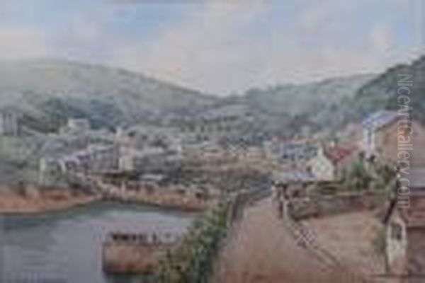 'polperro, Cornwall' Signed Lower Right Oil Painting by James Greig