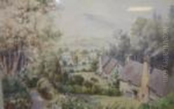 Pair, Views Of Dunster And Selworthy Oil Painting by James Greig