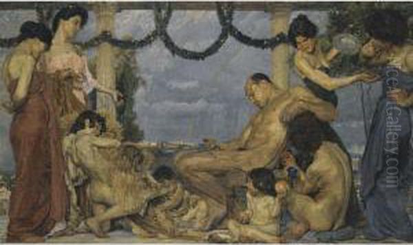 Herkules Bei Omphale (hercules And Omphale) Oil Painting by Otto Greiner