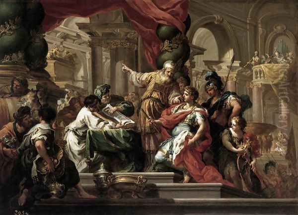 Alexander the Great in the Temple of Jerusalem Oil Painting by Sebastiano Conca