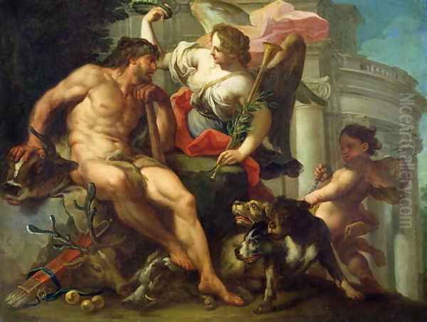 Hercules Crowned by Fame Oil Painting by Sebastiano Conca