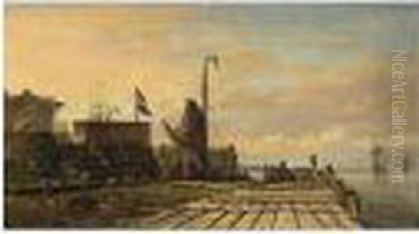 Unloading The Catch Oil Painting by Johan Conrad Greive