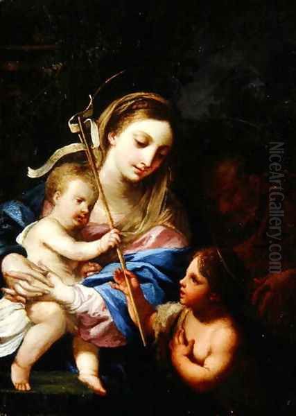 The Holy Family with Saint John the Baptist Oil Painting by Sebastiano Conca