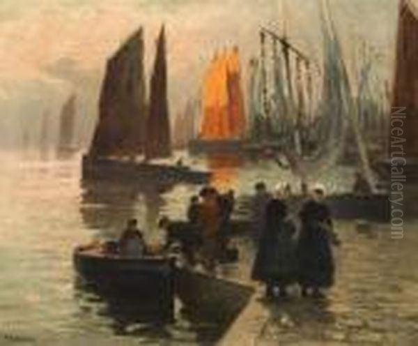 Pecheurs Bretons. Oil Painting by Henry, Henri Grenier