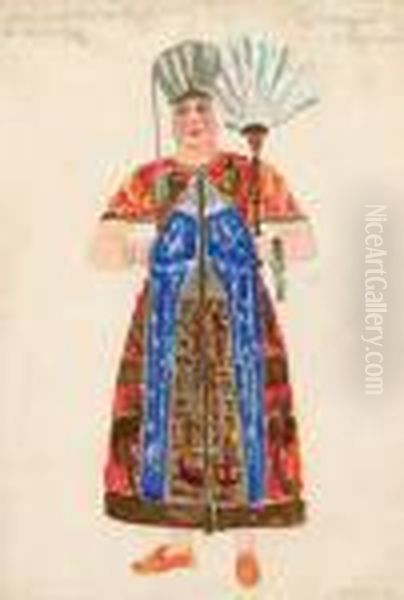 Me Four Pencil And Watercolour 
Costume Designs For A Dramatic Presentation Set In Ancient Egypt Oil Painting by Henry, Henri Grenier