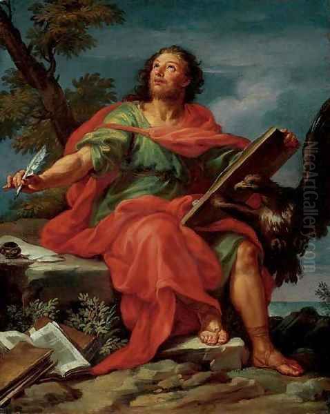 Saint John the Evangelist on Patmos Oil Painting by Sebastiano Conca