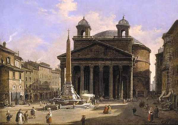 View of the Pantheon Rome Oil Painting by Ippolito Caffi