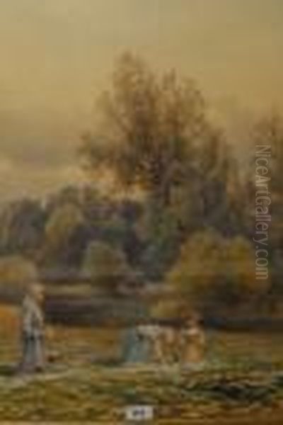 Sunday Afternoon By The River, Weston On Trent, Southderbyshire Oil Painting by Frank Gresley