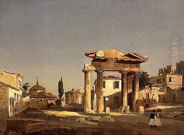 The Gate of Agora in Athens, 1843 Oil Painting by Ippolito Caffi