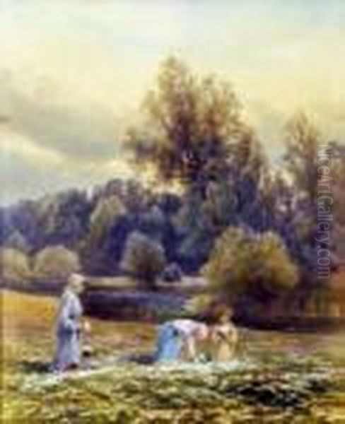 Sunday Afternoon By The River, Weston On Trent, South Derbyshire Oil Painting by Frank Gresley