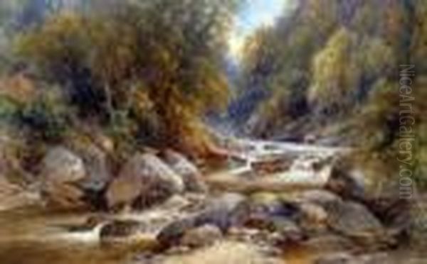 Rocky River Rapids Oil Painting by Frank Gresley