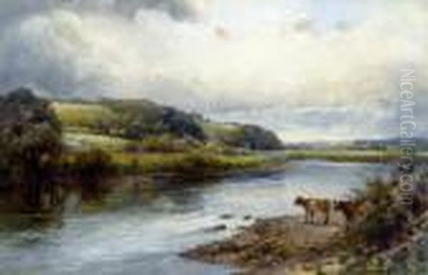 Cattle By The River Oil Painting by Frank Gresley