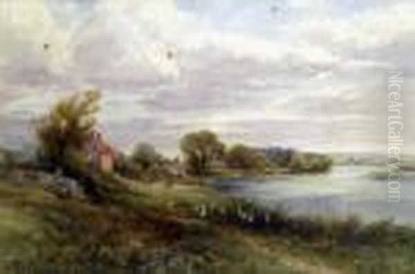 Ducks And Cattle By The River Oil Painting by Frank Gresley