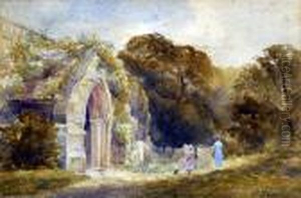 Side Entrance To Elvaston Church Oil Painting by Frank Gresley