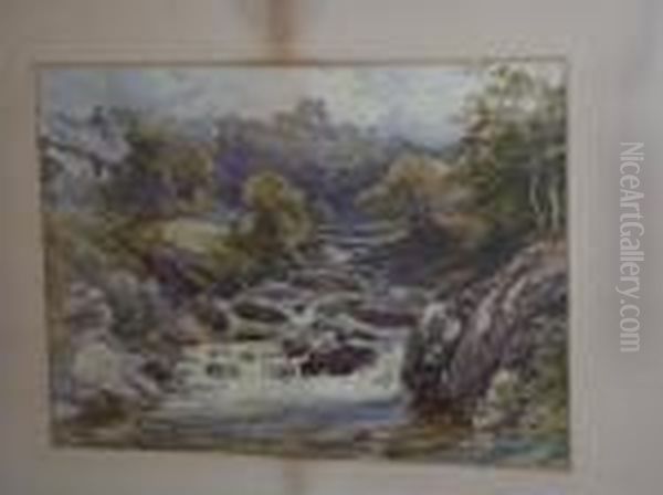 Rocky River Rapids Oil Painting by James Stephen Gresley