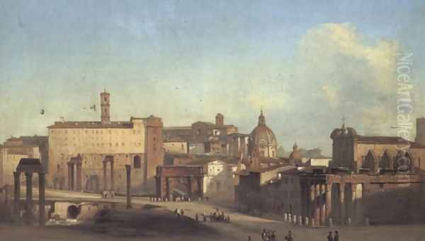 A View Of The Forum Oil Painting by Ippolito Caffi