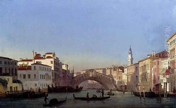 The Rialto Bridge, Venice Oil Painting by Ippolito Caffi