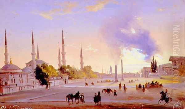 The Racecourse at Constantinople Oil Painting by Ippolito Caffi