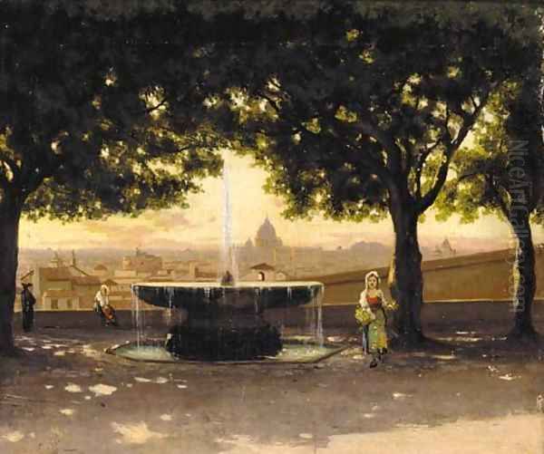 A veduta of Rome Oil Painting by Ippolito Caffi