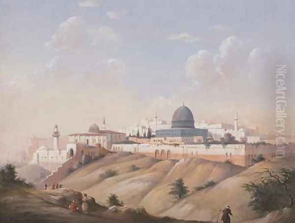 Veduta di Gerusalemme 2 Oil Painting by Ippolito Caffi