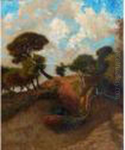 Paysage Au Paon. Oil Painting by Prosper Gresy