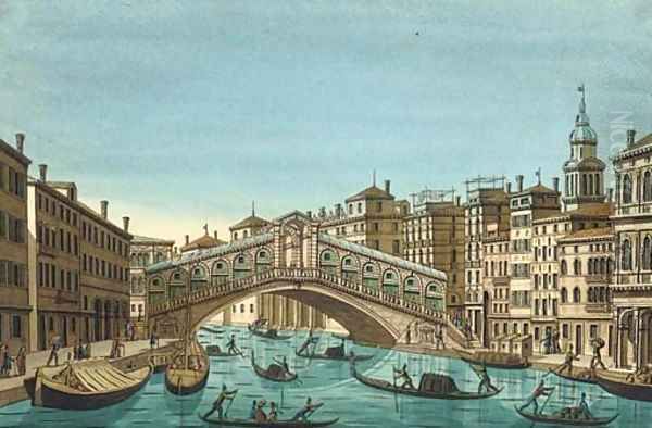 Venice The Rialto Bridge Oil Painting by Ippolito Caffi