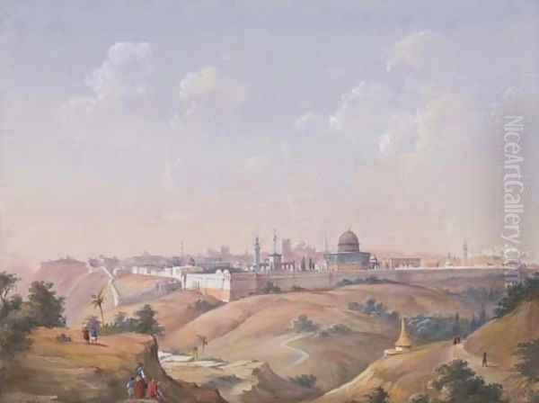 Veduta di Gerusalemme Oil Painting by Ippolito Caffi