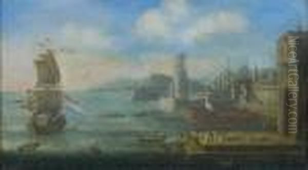 Navires Et Galere Dans Un Port Oil Painting by Orazio Grevenbroeck