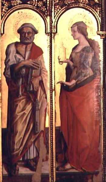 St. Peter and St. Mary Magdalene, detail from the Santa Lucia triptych Oil Painting by Carlo Crivelli