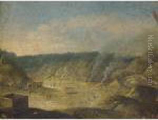 Naples, A View Of The Solfatara Near Pozzuoli Oil Painting by Orazio Grevenbroeck