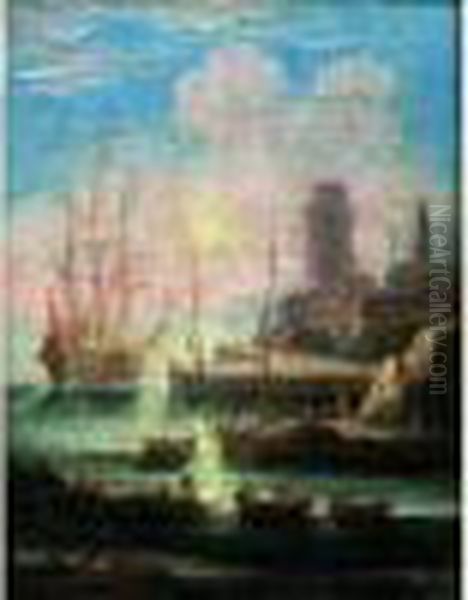 Vue D'un Port Mediterraneen Oil Painting by Orazio Grevenbroeck