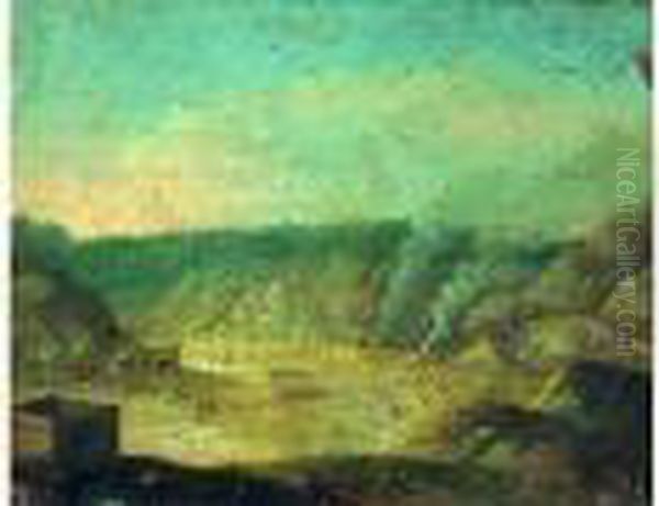 Vue De La Solfetara A Rome Oil Painting by Orazio Grevenbroeck