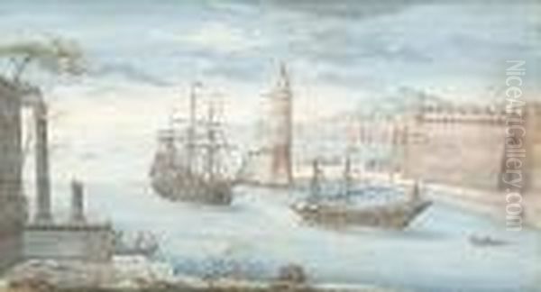 A View Of A Mediterranean Harbour, Said To Be Messina Oil Painting by Orazio Grevenbroeck