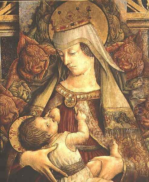 Madonna Suckling her Child (detail) Oil Painting by Carlo Crivelli