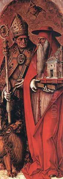 St Jerome and St Augustine c. 1490 Oil Painting by Carlo Crivelli