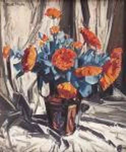 Marigolds Oil Painting by Walter Graham Grieve