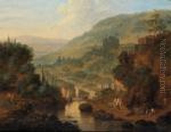 Paysage De Bord De Riviere Oil Painting by Jan Griffier I