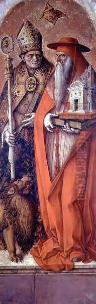 SS. Jerome and Augustine, side panel from the Madonna della Candeletta triptych Oil Painting by Carlo Crivelli