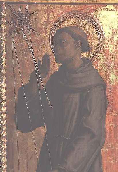 St. Francis, detail from the San Silvestro polyptych, 1468 Oil Painting by Carlo Crivelli