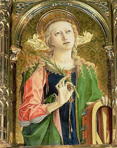 St. Catherine of Alexandria, detail of the Sant'Emidio polyptych, 1473 Oil Painting by Carlo Crivelli