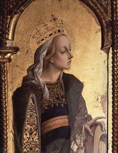 St. Catherine, detail from the Santa Lucia triptych Oil Painting by Carlo Crivelli