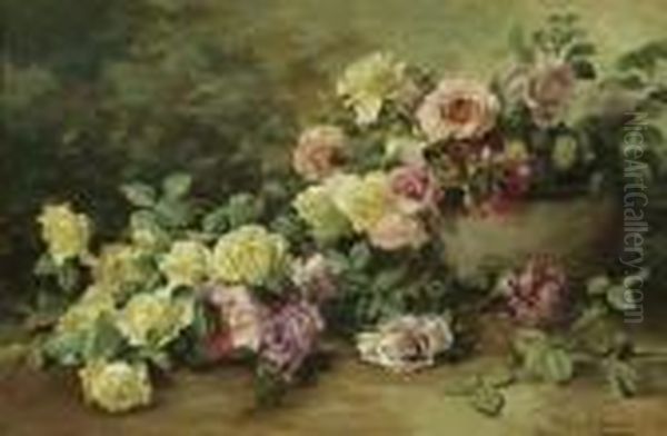 Pink And White Roses Oil Painting by Marie Osthaus Griffith