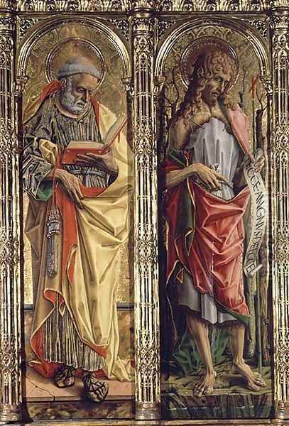 St. Peter and St. John the Baptist, detail from the Sant'Emidio polyptych, 1473 Oil Painting by Carlo Crivelli