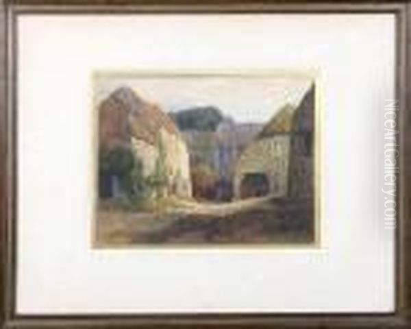 An Old Barn In The Grounds Of An Abbey Oil Painting by Frederick Landseer Maur Griggs