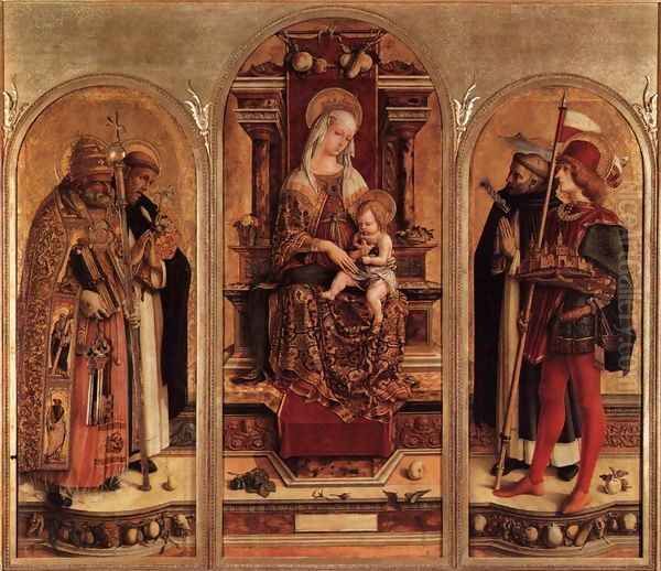 Triptych of Camerino Oil Painting by Carlo Crivelli