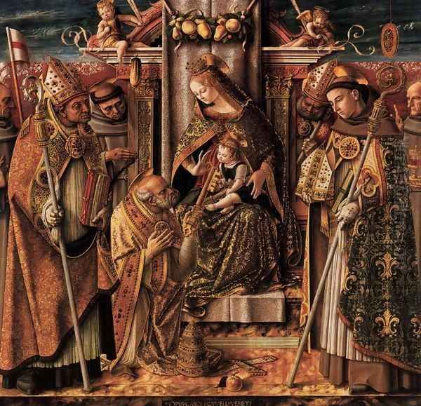 Virgin and Child Enthroned with Saints Oil Painting by Carlo Crivelli