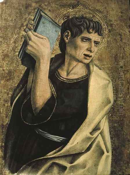 A male saint holding a book Oil Painting by Carlo Crivelli